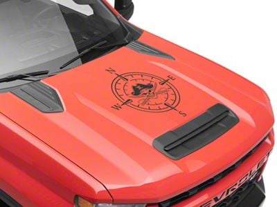 SEC10 Pirate Compass Hood Decal; Matte Black (Universal; Some Adaptation May Be Required)