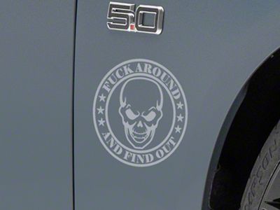 SEC10 FAFO Skull Decal; Silver (Universal; Some Adaptation May Be Required)