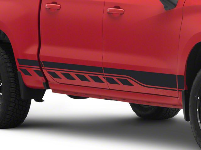 Universal Rocker Stripes SEC10 Silverado 3500 Dash and Striped Rocker Stripes; Matte Black ...