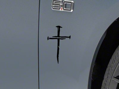 SEC10 Cross of Nails Decal; Gloss Black (Universal; Some Adaptation May Be Required)