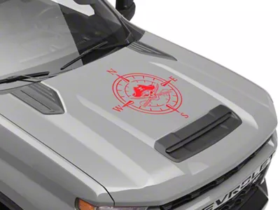 SEC10 Pirate Compass Hood Decal; Red (Universal; Some Adaptation May Be Required)
