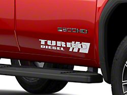 SEC10 Turbo Diesel Decals; Silver (01-25 Silverado 3500 HD)