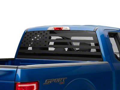 SEC10 Full Window American Flag Decal; Matte Black (11-24 F-250 Super Duty)