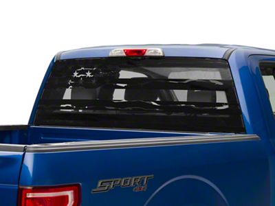 SEC10 Full Window Distressed American Flag Decal; Matte Black (99-25 F-250 Super Duty)