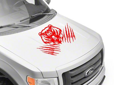 SEC10 Bear Claw Hood Decal; Red (Universal; Some Adaptation May Be Required)