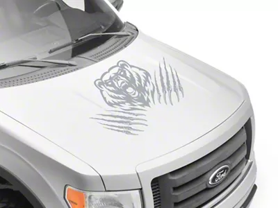 SEC10 Bear Claw Hood Decal; Silver (Universal; Some Adaptation May Be Required)