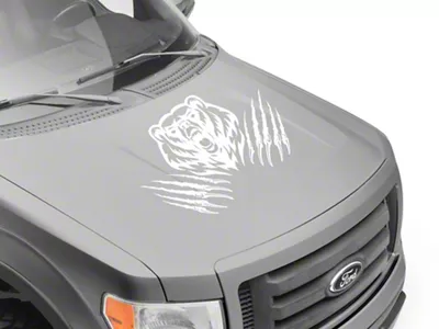 SEC10 Bear Claw Hood Decal; White (Universal; Some Adaptation May Be Required)