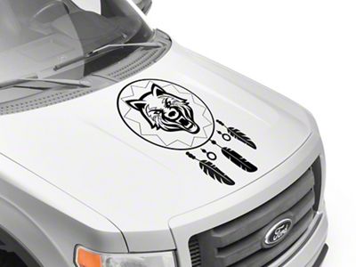 SEC10 Dream Catcher Wolf Hood Decal; Gloss Black (Universal; Some Adaptation May Be Required)