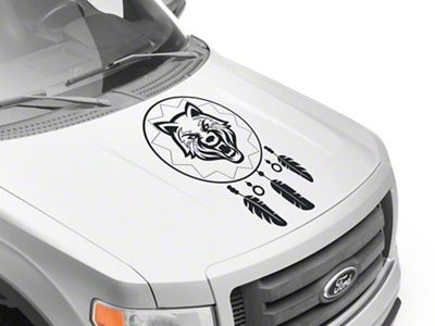 SEC10 Dream Catcher Wolf Hood Decal; Matte Black (Universal; Some Adaptation May Be Required)