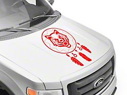 SEC10 Dream Catcher Wolf Hood Decal; Red (Universal; Some Adaptation May Be Required)