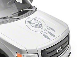 SEC10 Dream Catcher Wolf Hood Decal; Silver (Universal; Some Adaptation May Be Required)