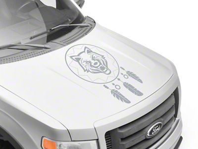 SEC10 Dream Catcher Wolf Hood Decal; Silver (Universal; Some Adaptation May Be Required)