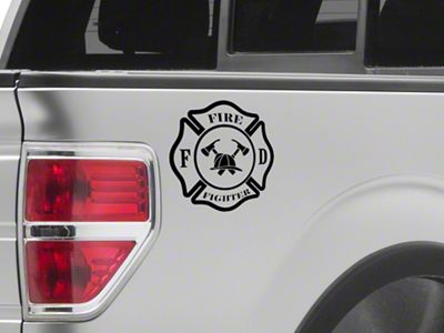 SEC10 Fire Fighter Small Decal; Gloss Black (Universal; Some Adaptation May Be Required)