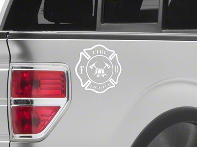 SEC10 Fire Fighter Small Decal; White (Universal; Some Adaptation May Be Required)