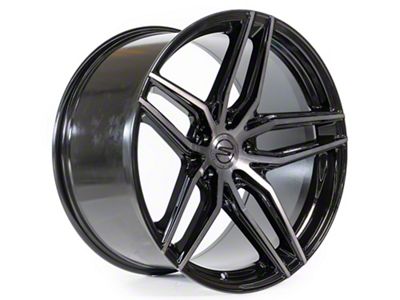Select Precision Alloys Shadow Glossy Black with Brushed DDT Face Clear 5-Lug Wheel; 20x9; 38mm Offset (87-90 Dakota)