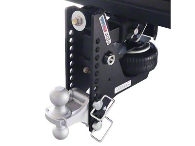 Shocker Hitch HD 20K Max Black Super Drop Air Hitch and Silver Combo Ball Mount for 2-Inch Receiver Hitch; 0.50 to 4.50-Inch Drop (Universal; Some Adaptation May Be Required)