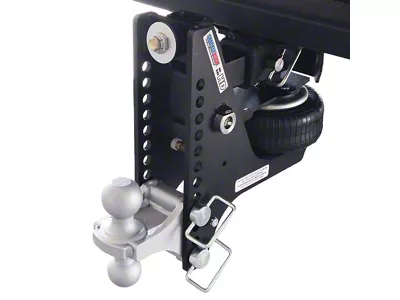 Shocker Hitch HD 20K Max Black Super Drop Air Hitch and Silver Combo Ball Mount for 2-Inch Receiver Hitch; 0.50 to 4.50-Inch Drop (Universal; Some Adaptation May Be Required)