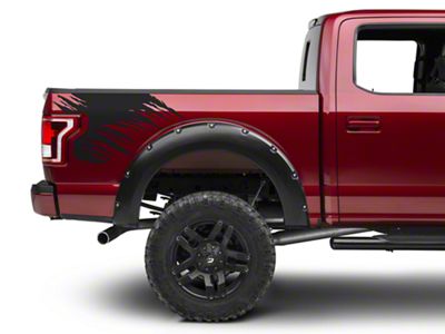 SEC10 Shredded Rear Bed Accent Decal; Matte Black (15-20 F-150)