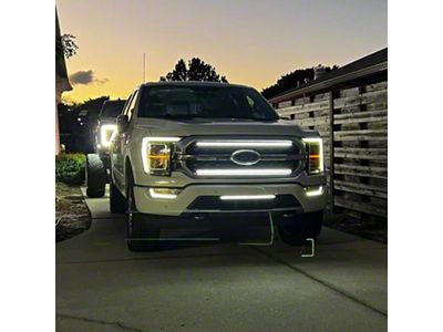 Sick Diesel LED Grille Lights; Smoked; Black Frame (21-23 F-150 King Ranch, Platinum, XLT)