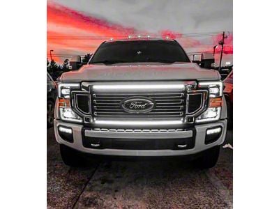 Sick Diesel LED Grille Lights; Silver Frame (20-22 F-250 Super Duty Limited)