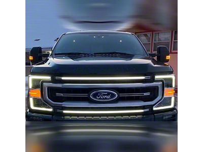 Sick Diesel Non High Flow LED Grille Lights; Silver Frame (21-22 F-250 Super Duty King Ranch, Platinum, XLT)