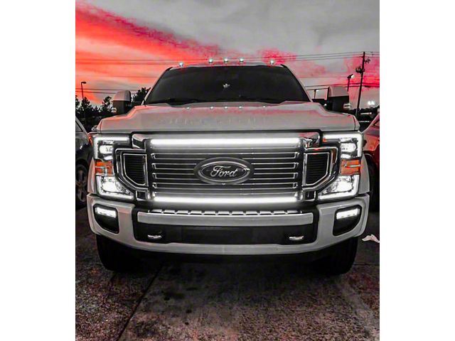 Sick Diesel LED Grille Lights; Silver Frame (20-22 F-350 Super Duty Limited)