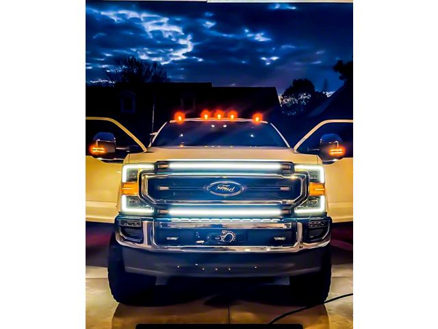 Sick Diesel Non High Flow LED Grille Lights with Plug and Play Harness; Silver Frame (21-22 F-350 Super Duty King Ranch, Platinum, XLT)