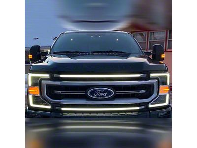 Sick Diesel Non High Flow LED Grille Lights; Silver Frame (21-22 F-350 Super Duty King Ranch, Platinum, XLT)