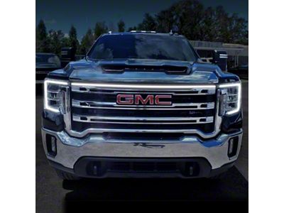 Sick Diesel LED Grille Light Power Bar with Plug and Play Harness; Amber; Black Frame (20-23 Sierra 2500 HD SLE)