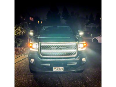 Sick Diesel LED Grille Lights; Amber; Black Frame (15-17 Sierra 3500 HD Denali)