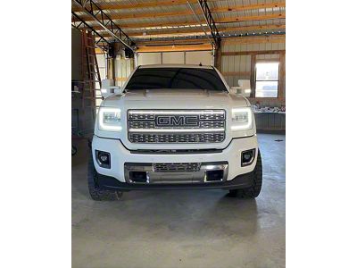 Sick Diesel LED Grille Lights; Amber; Silver Frame (18-19 Sierra 3500 HD Denali)