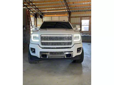 Sick Diesel LED Grille Lights; Silver Frame (18-19 Sierra 3500 HD Denali)