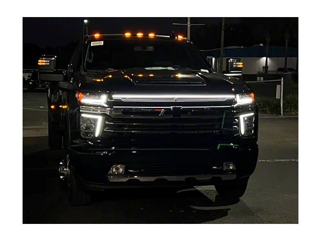 Sick Diesel LED Grille Light Power Bar with Plug and Play Harness; Silver Frame (20-24 Silverado 2500 HD High Country, LTZ)