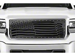 1-Piece Steel Upper Grille Insert; American Flag Wave (14-15 Sierra 1500)
