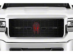 1-Piece Steel Upper Grille Insert; Molon Labe with Red Acrylic and Stainless Steel Underlay (14-15 Sierra 1500)