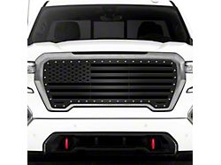 1-Piece Steel Upper Grille Insert; Straight American Flag (19-21 Sierra 1500; 2022 Sierra 1500 Limited)