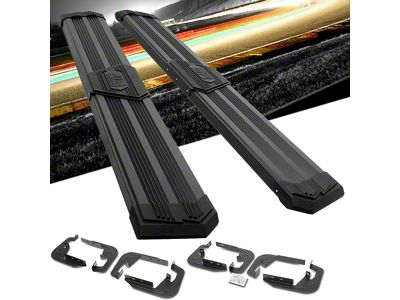 10-Inch Pleated Step Bar Running Boards; Black (19-24 Sierra 1500 Crew Cab)