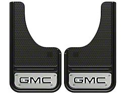 10-Inch x 18-Inch Mud Flaps with Mini Black GMC Logo; Front or Rear (Universal; Some Adaptation May Be Required)