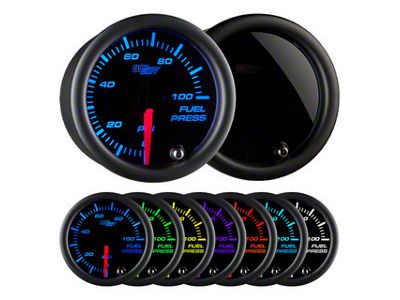 100 PSI Fuel Pressure Gauge; Tinted 7 Color (Universal; Some Adaptation May Be Required)