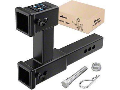 2-Inch Dual Receiver Trailer Hitch Extender; Adjustable