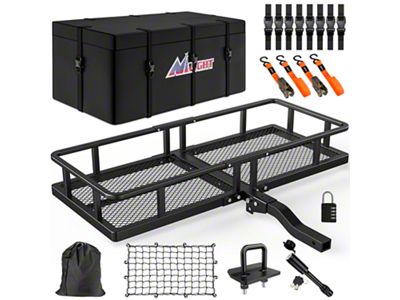 2-Inch Receiver Hitch Mounted Cargo Carrier Kit with 5/8-inch Locking Pin; 60-Inch x 20-Inch