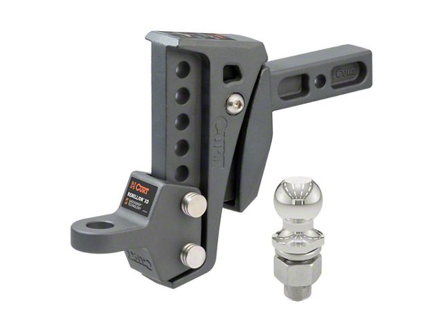 2-Inch Receiver Hitch Rebellion XD Adjustable Cushion Ball Mount with 2-Inch Ball; 6-1/4-Inch Drop (Universal; Some Adaptation May Be Required)