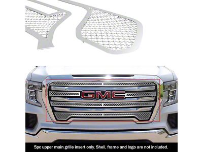2.50mm Wire Mesh Upper Overlay Grilles; Polished (19-21 Sierra 1500 Elevation, SLE)