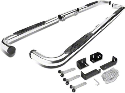 3-Inch Round Nerf Side Step Bars; Stainless Steel (99-13 Sierra 1500 Extended Cab, Crew Cab)