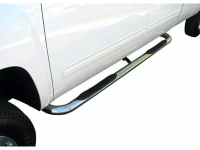 3-Inch Round Side Step Bars; Stainless Steel (99-18 Sierra 1500 Regular Cab)