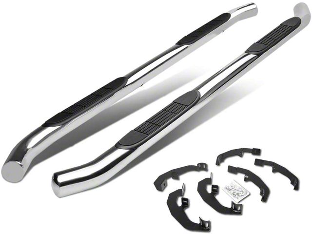 3-Inch Straight Nerf Side Step Bars; Stainless Steel (19-24 Sierra 1500 Crew Cab)