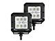 Go Rhino 3-Inch x 3-Inch Bright Series LED Light Pods; Flood Beam (Universal; Some Adaptation May Be Required)
