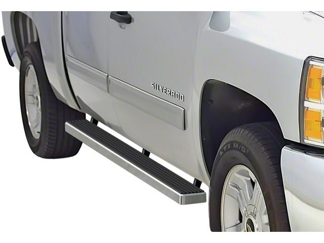4-Inch iStep Running Boards; Hairline Silver (04-13 Sierra 1500 Crew Cab)