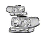 4-Piece Headlights with Clear Corner Lights; Chrome Housing; Clear Lens (99-06 Sierra 1500)