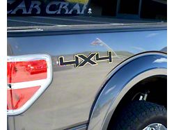 4x4 Black ABS Emblems with Brushed Trim (Universal; Some Adaptation May Be Required)